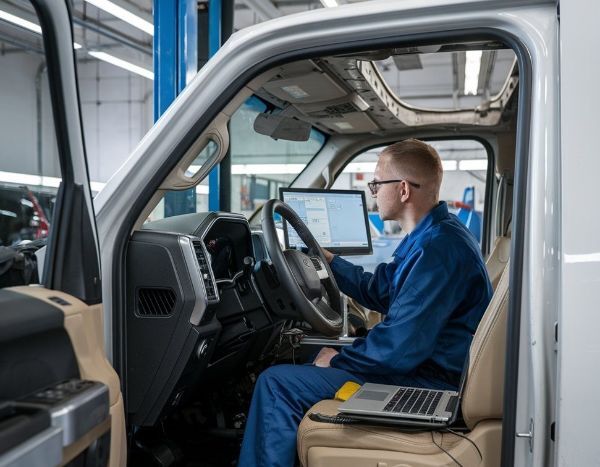 Technician doing Pre and Post Scanning on a Vehicle Dingmans Collision Technician doing Pre and Post Scanning on a Vehicle Dingmans Collision