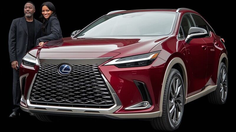 2024 Lexus red with customers after repair Dingmans Collision 2024 Lexus Red with Customers at Dingman's Collision Center
